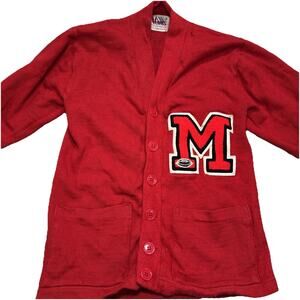 Vtg 1940s 1950s VENUS knitting mills Letterman Varsity Sweater Red 34” Pit2pit